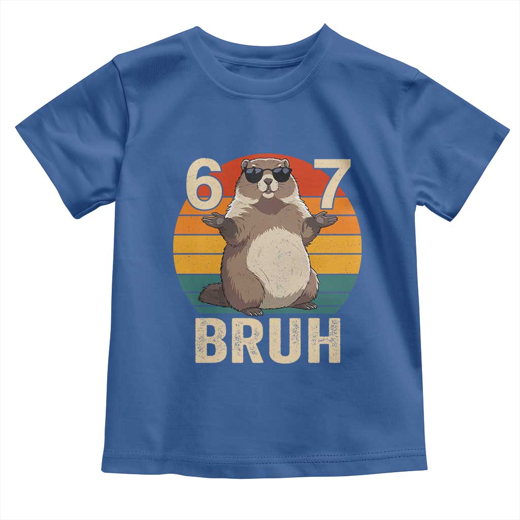 Funny Groundhog 67 Toddler T Shirt Six Seven Bruh Retro Vintage Woodchuck Day TS11 Royal Blue Print Your Wear