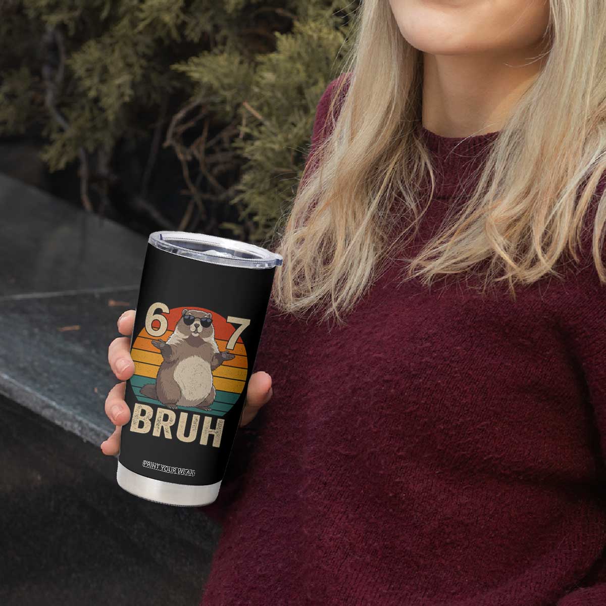 Funny Groundhog 67 Tumbler Cup Six Seven Bruh Retro Vintage Woodchuck Day TS11 Print Your Wear