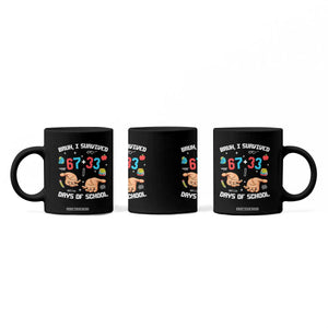 Bruh I Survived 67 33 Days Of School Coffee Mug Funny 100th Days of School Pixel 67 Hands TS11 Print Your Wear