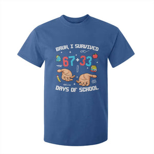 Bruh I Survived 67 33 Days Of School T Shirt For Kid Funny 100th Days of School Pixel 67 Hands TS11 Royal Blue Print Your Wear