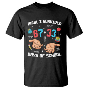 Bruh I Survived 67 33 Days Of School T Shirt Funny 100th Days of School Pixel 67 Hands TS11 Black Print Your Wear