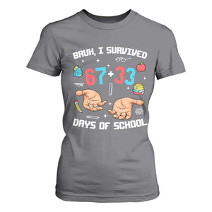Bruh I Survived 67 33 Days Of School T Shirt For Women Funny 100th Days of School Pixel 67 Hands TS11 Charcoal Print Your Wear