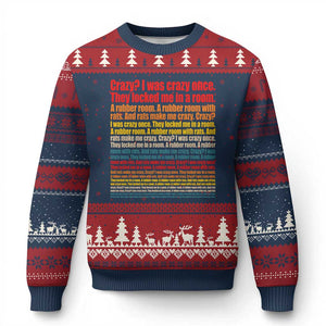 Funny Crazy I Was Crazy Once Meme Ugly Christmas Sweater TS11 Navy Red Print Your Wear