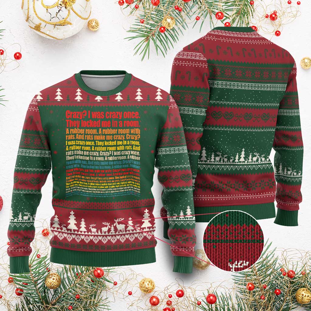 Funny Crazy I Was Crazy Once Meme Ugly Christmas Sweater TS11 Red Green Print Your Wear