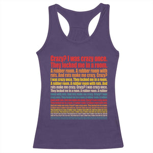 Funny Crazy I Was Crazy Once Meme Racerback Tank Top TS11 Purple Print Your Wear