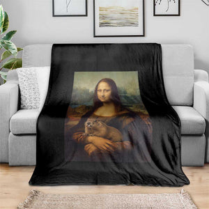 Mona Lisa Holding Groundhog Parody Painting Throw Blanket Funny Groundhog Day TS11 Print Your Wear