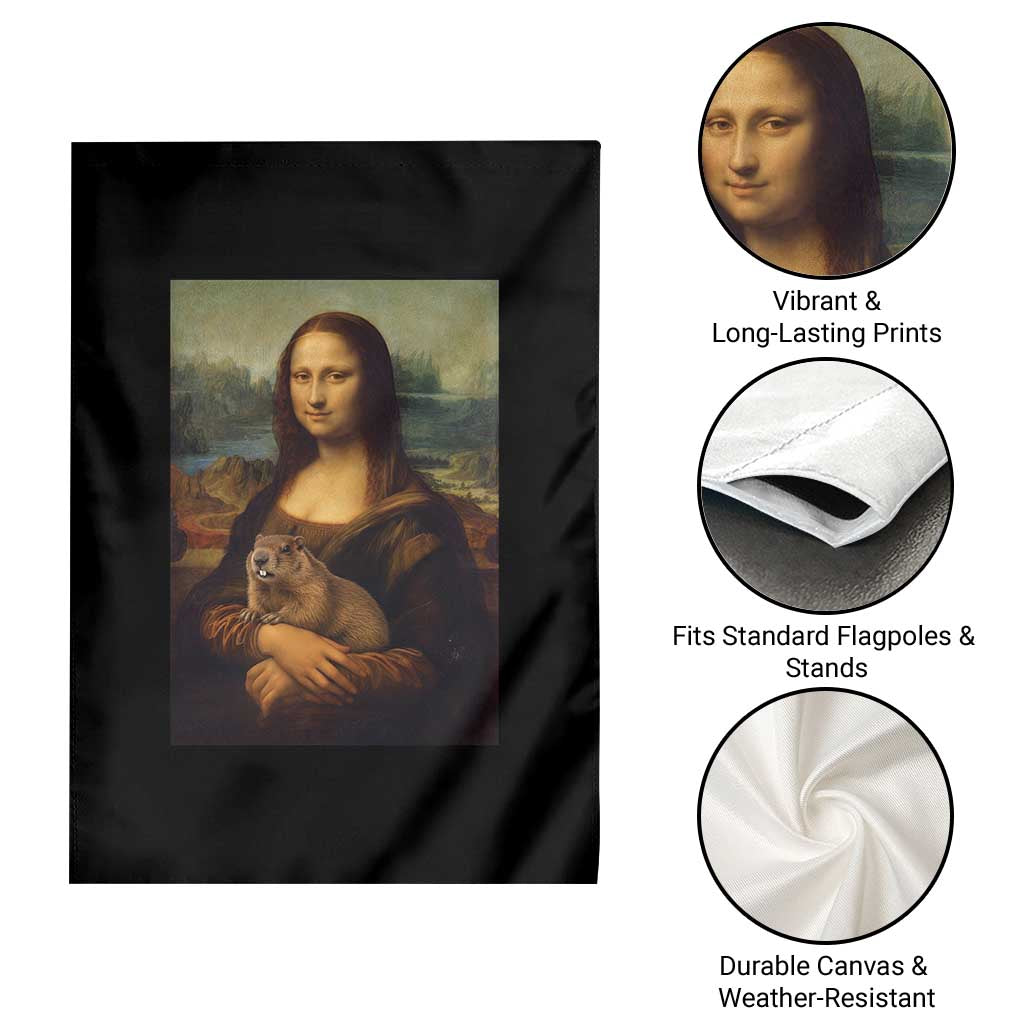 Mona Lisa Holding Groundhog Parody Painting Garden Flag Funny Groundhog Day TS11 Print Your Wear