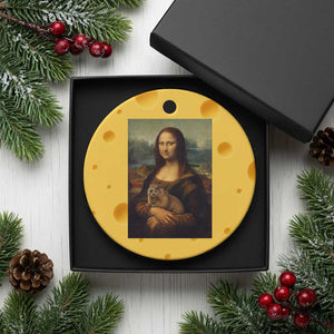 Mona Lisa Holding Groundhog Parody Painting Ceramic Ornament Funny Groundhog Day TS11 1pc Yellow Cheese Print Your Wear