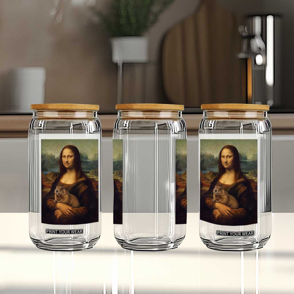 Mona Lisa Holding Groundhog Parody Painting Glass Can Funny Groundhog Day TS11 Print Your Wear