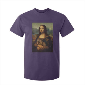 Mona Lisa Holding Groundhog Parody Painting T Shirt For Kid Funny Groundhog Day TS11 Purple Print Your Wear