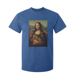 Mona Lisa Holding Groundhog Parody Painting T Shirt For Kid Funny Groundhog Day TS11 Royal Blue Print Your Wear