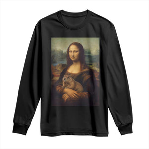 Mona Lisa Holding Groundhog Parody Painting Long Sleeve Shirt Funny Groundhog Day TS11 Black Print Your Wear