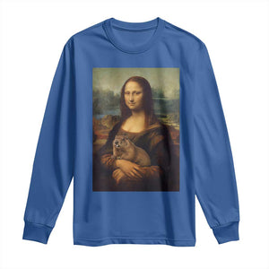 Mona Lisa Holding Groundhog Parody Painting Long Sleeve Shirt Funny Groundhog Day TS11 Royal Blue Print Your Wear