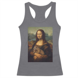 Mona Lisa Holding Groundhog Parody Painting Racerback Tank Top Funny Groundhog Day TS11 Charcoal Print Your Wear