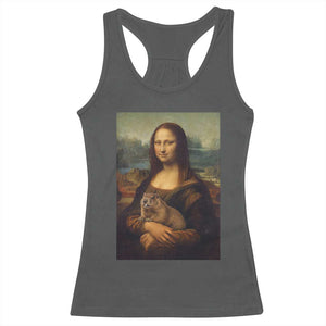 Mona Lisa Holding Groundhog Parody Painting Racerback Tank Top Funny Groundhog Day TS11 Dark Heather Print Your Wear