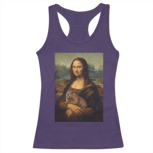Mona Lisa Holding Groundhog Parody Painting Racerback Tank Top Funny Groundhog Day TS11 Purple Print Your Wear