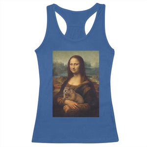 Mona Lisa Holding Groundhog Parody Painting Racerback Tank Top Funny Groundhog Day TS11 Royal Blue Print Your Wear