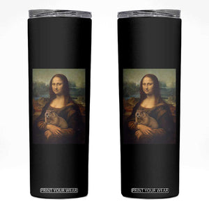 Mona Lisa Holding Groundhog Parody Painting Skinny Tumbler Funny Groundhog Day TS11 Black Print Your Wear