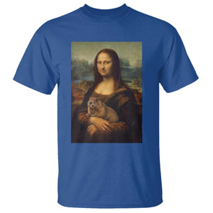 Mona Lisa Holding Groundhog Parody Painting T Shirt Funny Groundhog Day TS11 Royal Blue Print Your Wear