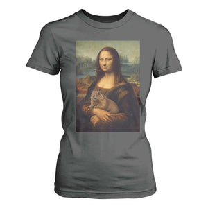 Mona Lisa Holding Groundhog Parody Painting T Shirt For Women Funny Groundhog Day TS11 Dark Heather Print Your Wear