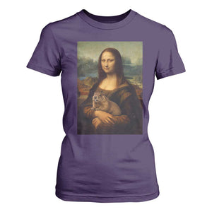 Mona Lisa Holding Groundhog Parody Painting T Shirt For Women Funny Groundhog Day TS11 Purple Print Your Wear
