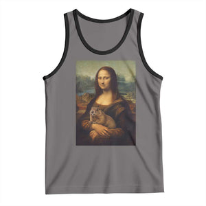 Mona Lisa Holding Groundhog Parody Painting Tank Top Funny Groundhog Day TS11 Deep Heather Black Print Your Wear