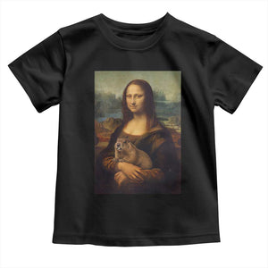 Mona Lisa Holding Groundhog Parody Painting Toddler T Shirt Funny Groundhog Day TS11 Black Print Your Wear