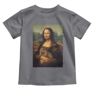 Mona Lisa Holding Groundhog Parody Painting Toddler T Shirt Funny Groundhog Day TS11 Charcoal Print Your Wear