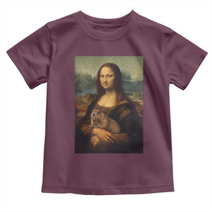 Mona Lisa Holding Groundhog Parody Painting Toddler T Shirt Funny Groundhog Day TS11 Maroon Print Your Wear