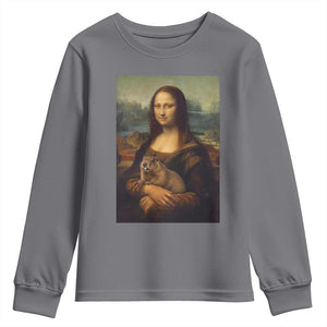 Mona Lisa Holding Groundhog Parody Painting Youth Sweatshirt Funny Groundhog Day TS11 Charcoal Print Your Wear