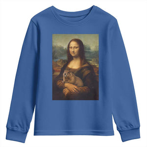 Mona Lisa Holding Groundhog Parody Painting Youth Sweatshirt Funny Groundhog Day TS11 Royal Blue Print Your Wear
