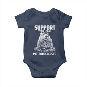 Funny Woodchuck Groundhog Day Baby Onesie Support Your Local Meteorologists TS11 Navy Print Your Wear