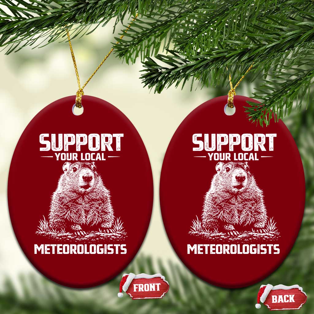 Funny Woodchuck Groundhog Day Ceramic Ornament Support Your Local Meteorologists TS11 Print Your Wear