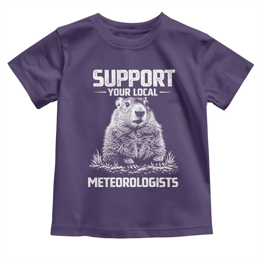 Funny Woodchuck Groundhog Day Toddler T Shirt Support Your Local Meteorologists TS11 Purple Print Your Wear