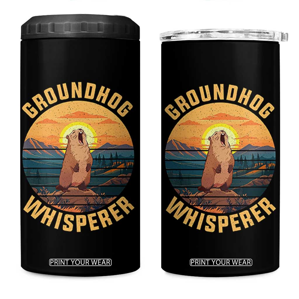 Funny Groundhog Whisperer 4 in 1 Can Cooler Tumbler Screaming Woodchuck Mountain Forest TS11 One Size: 16 oz Black Print Your Wear