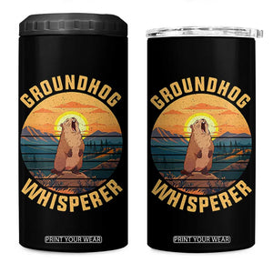 Funny Groundhog Whisperer 4 in 1 Can Cooler Tumbler Screaming Woodchuck Mountain Forest TS11 One Size: 16 oz Black Print Your Wear