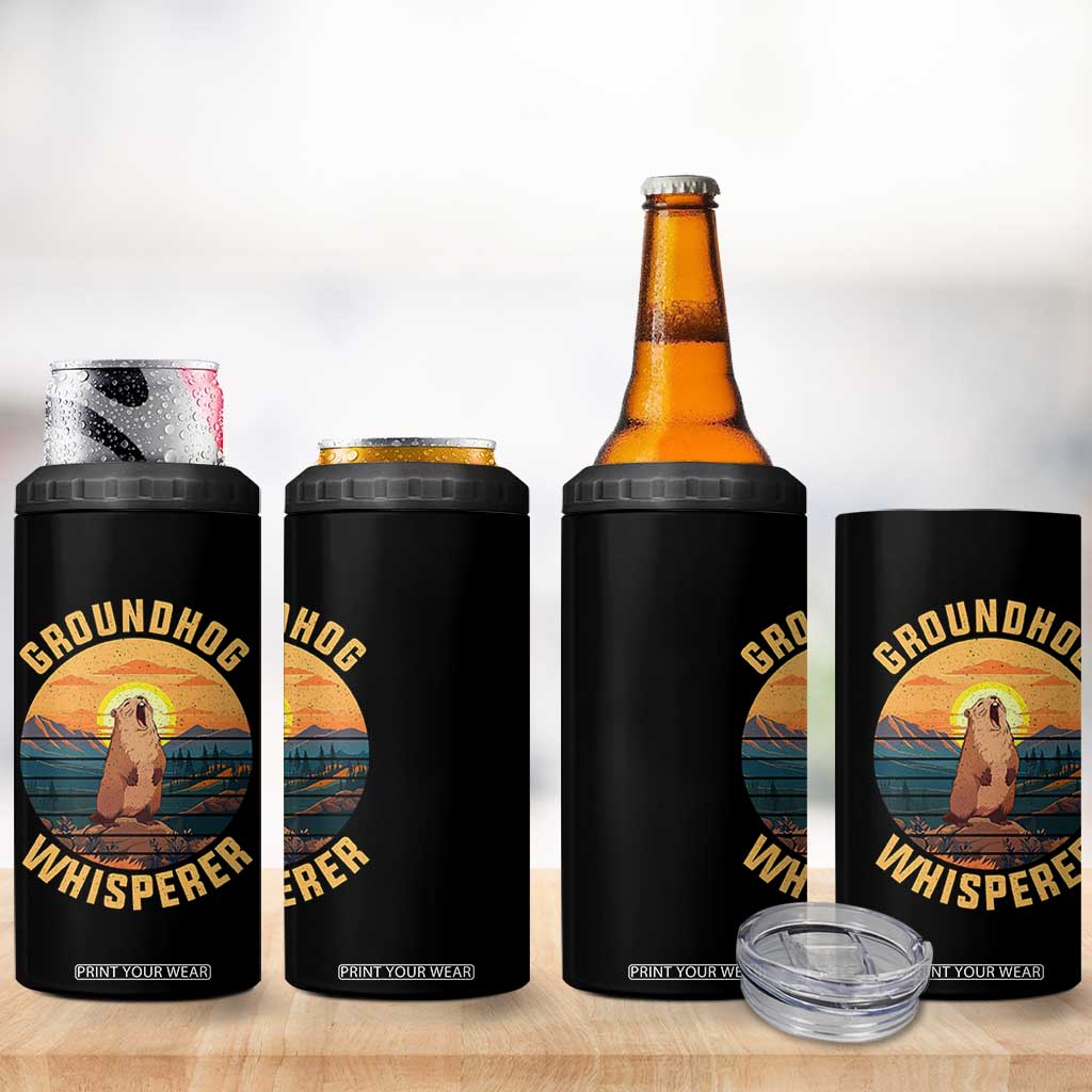 Funny Groundhog Whisperer 4 in 1 Can Cooler Tumbler Screaming Woodchuck Mountain Forest TS11 Print Your Wear