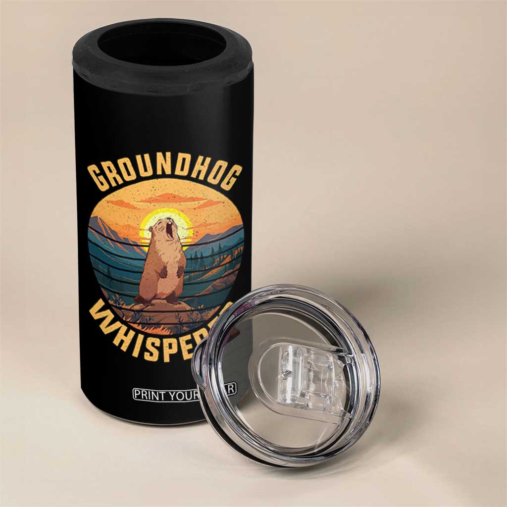 Funny Groundhog Whisperer 4 in 1 Can Cooler Tumbler Screaming Woodchuck Mountain Forest TS11 Print Your Wear