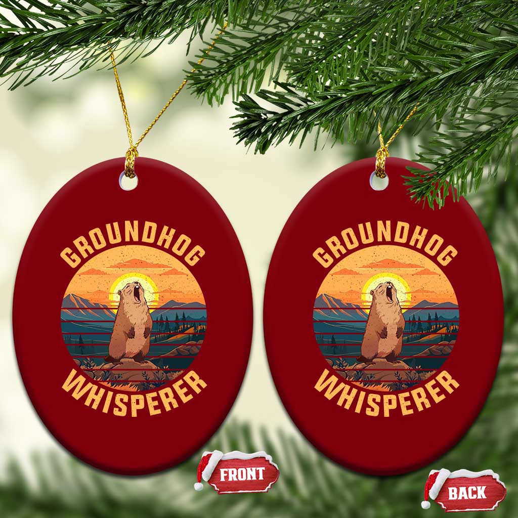 Funny Groundhog Whisperer Ceramic Ornament Screaming Woodchuck Mountain Forest TS11 Print Your Wear