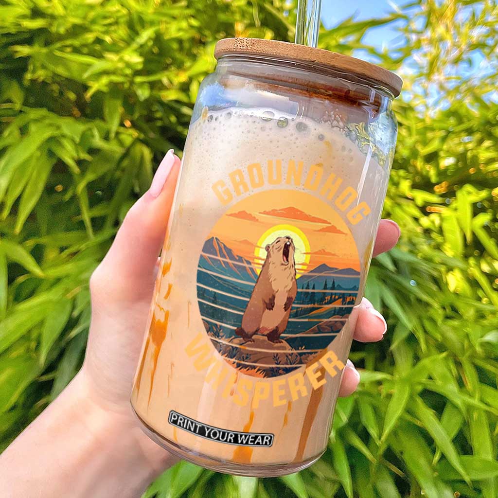Funny Groundhog Whisperer Glass Can Screaming Woodchuck Mountain Forest TS11 Black Print Your Wear