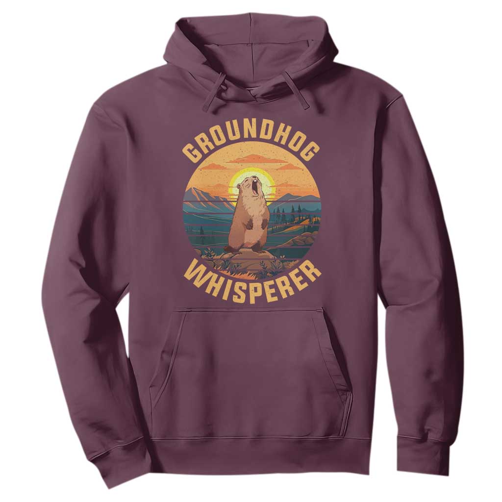 Funny Groundhog Whisperer Hoodie Screaming Woodchuck Mountain Forest TS11 Maroon Print Your Wear