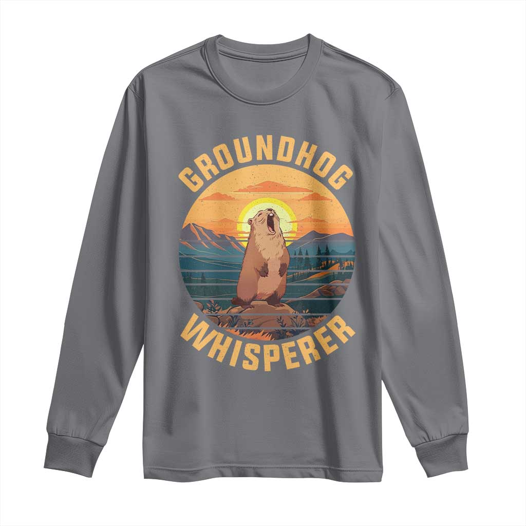 Funny Groundhog Whisperer Long Sleeve Shirt Screaming Woodchuck Mountain Forest TS11 Charcoal Print Your Wear