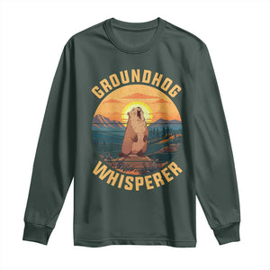 Funny Groundhog Whisperer Long Sleeve Shirt Screaming Woodchuck Mountain Forest TS11 Dark Forest Green Print Your Wear