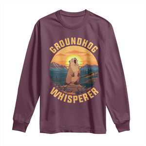 Funny Groundhog Whisperer Long Sleeve Shirt Screaming Woodchuck Mountain Forest TS11 Maroon Print Your Wear