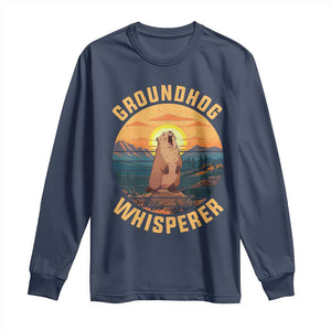 Funny Groundhog Whisperer Long Sleeve Shirt Screaming Woodchuck Mountain Forest TS11 Navy Print Your Wear