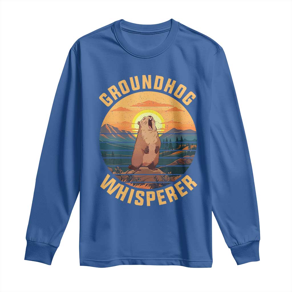 Funny Groundhog Whisperer Long Sleeve Shirt Screaming Woodchuck Mountain Forest TS11 Royal Blue Print Your Wear