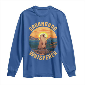 Funny Groundhog Whisperer Long Sleeve Shirt Screaming Woodchuck Mountain Forest TS11 Royal Blue Print Your Wear