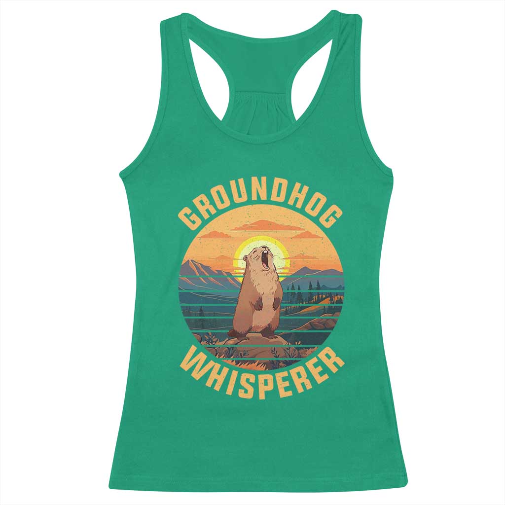 Funny Groundhog Whisperer Racerback Tank Top Screaming Woodchuck Mountain Forest TS11 Irish Green Print Your Wear