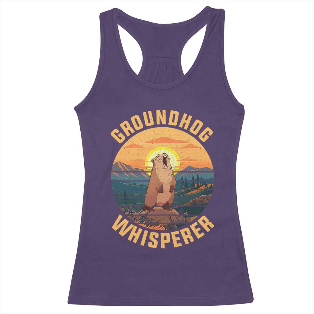 Funny Groundhog Whisperer Racerback Tank Top Screaming Woodchuck Mountain Forest TS11 Purple Print Your Wear