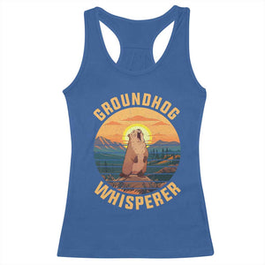 Funny Groundhog Whisperer Racerback Tank Top Screaming Woodchuck Mountain Forest TS11 Royal Blue Print Your Wear